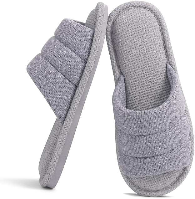 Shevalues Summer House Slippers for Women Men Breathable Waffle Indoor Slippers Slip-on Open Toe Home Shoes - Product Image