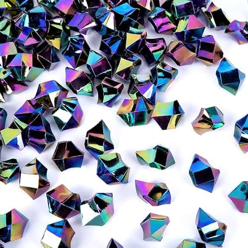 DomeStar 150PCS Iridescent Black Fake Ice, Acrylic Gems Crystals Black Rocks Diamonds Vase Centerpiece for Vase Fillers Party Table Scatter Wedding Food Display - Product Image
