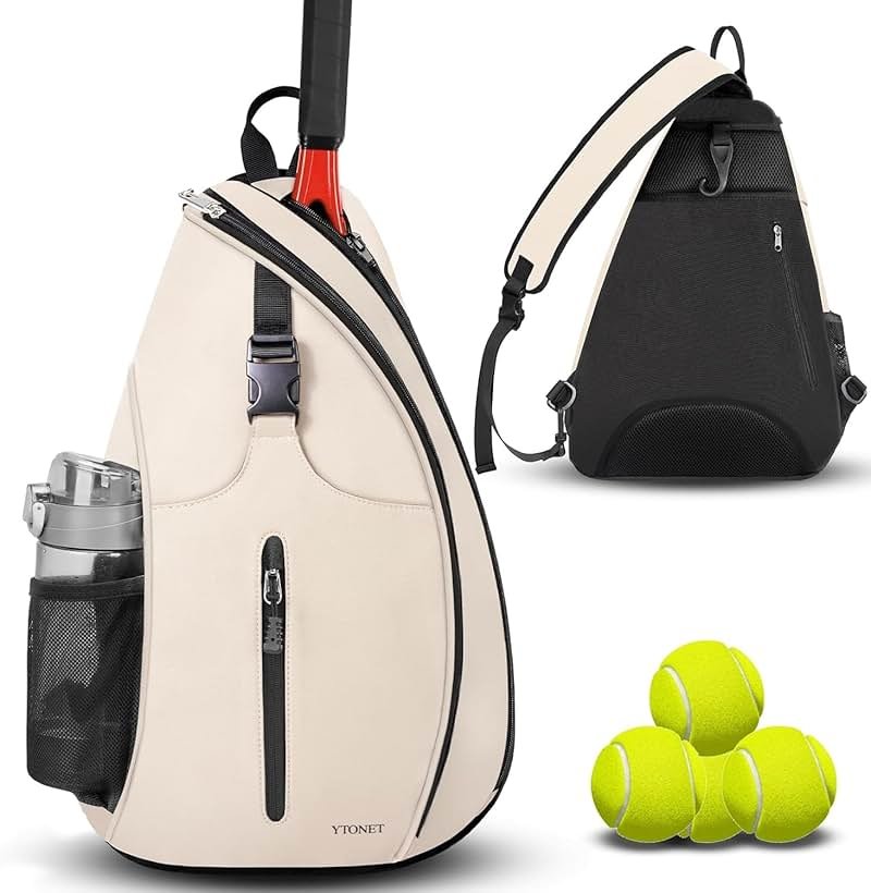 Ytonet Tennis Bag, Tennis Sling Backpack Crossbody Water Resistant for Men Women, Compatible for Pickleball Badminton Rackets - Product Image