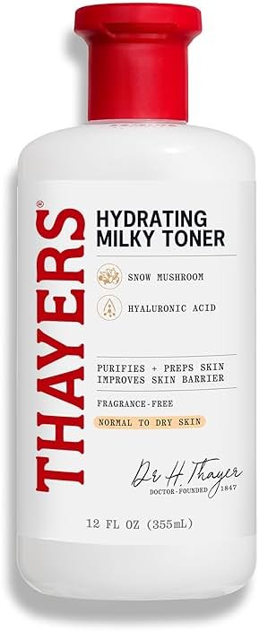 THAYERS Milky Face Toner Skin Care with Snow Mushroom Tremella and Hyaluronic Acid, Natural Gentle Facial Toner, for Dry and Sensitive Skin, 355mL - Product Image