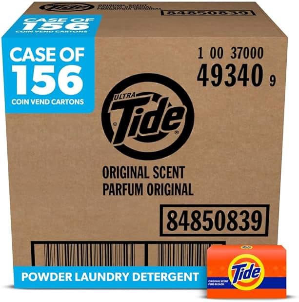 Tide PRO Laundry Detergent Powder for Vending Machines, Bulk Single Load Coin Vend Cartons, 1.4 oz (Case of 156) - Product Image