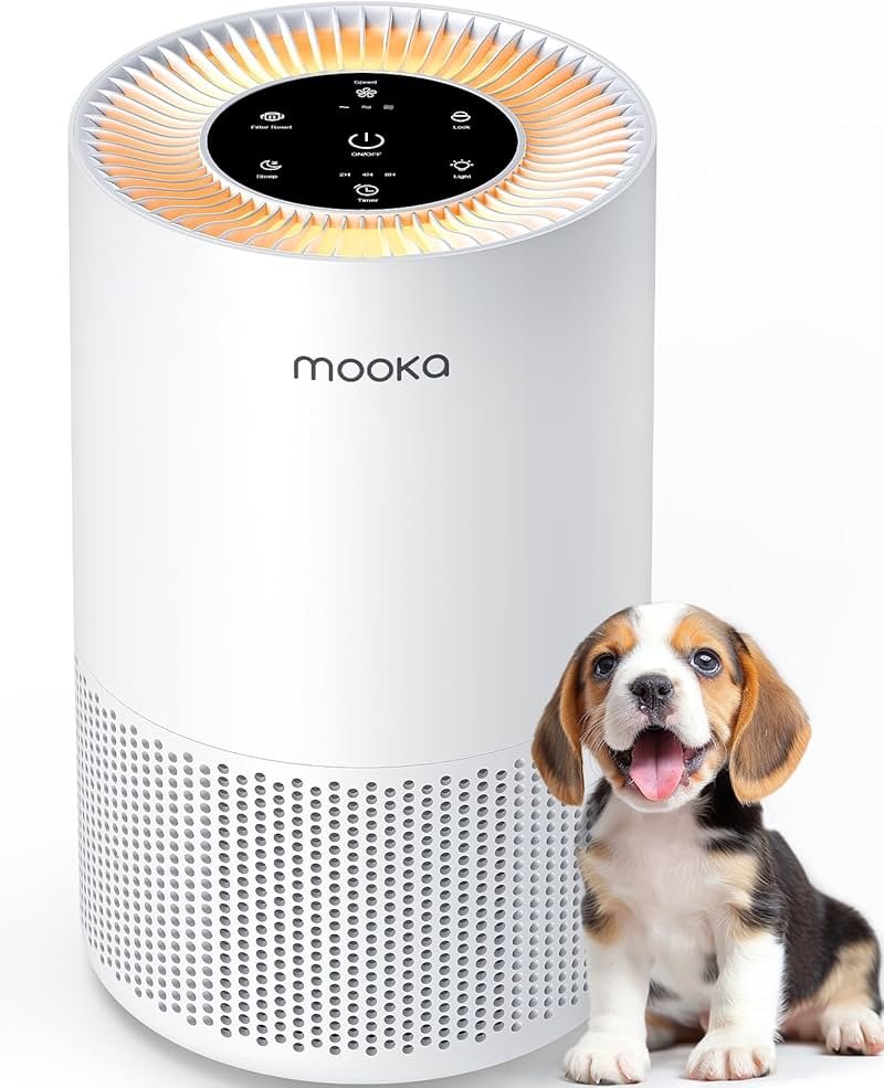 Air Purifiers for Home Large Rooms up to 1200ft², MOOKA H13 True HEPA Air Purifier for Bedroom Pets with Aromatherapy, Child Lock, 13dB Ultra-Quiet Air Cleaner for Smoke, Odor, Dander, Pollen - Product Image