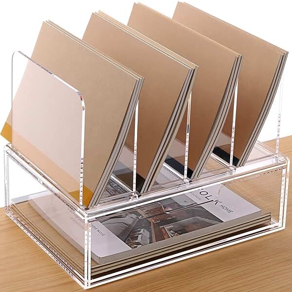 HeZone Desk Organizers and Accessories, Acrylic Desk Organizer with Drawer, Office Supplies Organization Storage, Clear Acrylic File Organizer for Desk - 1 Pack - Product Image