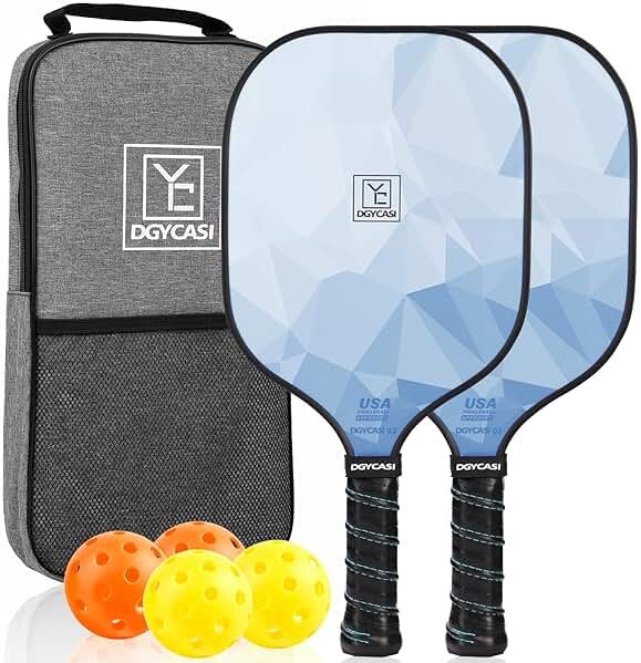 YC DGYCASI Pickleball Paddles Set of 2, 2026 USAPA Approved Pickleball Set, Fiberglass Lightweight Pickle Ball Rackets 2 Pack, 2 Outdoor Pickleball, 2 Indoor Pickleball Balls, 1 Pickleball Bag - Product Image