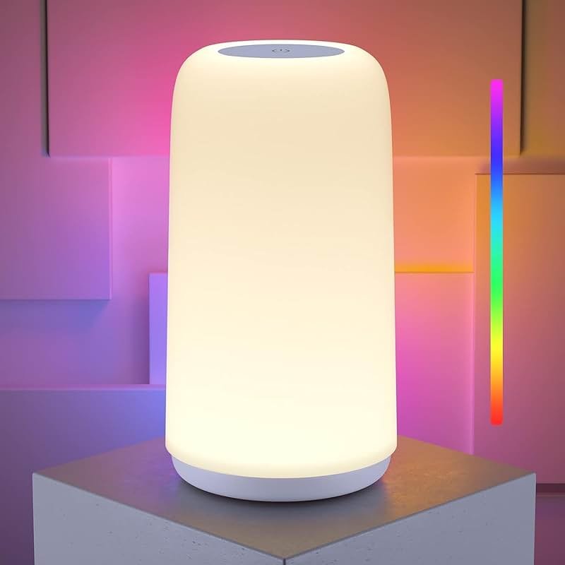 Touch Bedside Table LED Lamp, [Sleek Design & RGB Mode] Multi-Color Dimmable with Warm White Lights, Birthday Gifts for Women Mom, Smart Nightstand Small Lamp for Bedroom Living Room Home Decor - Product Image