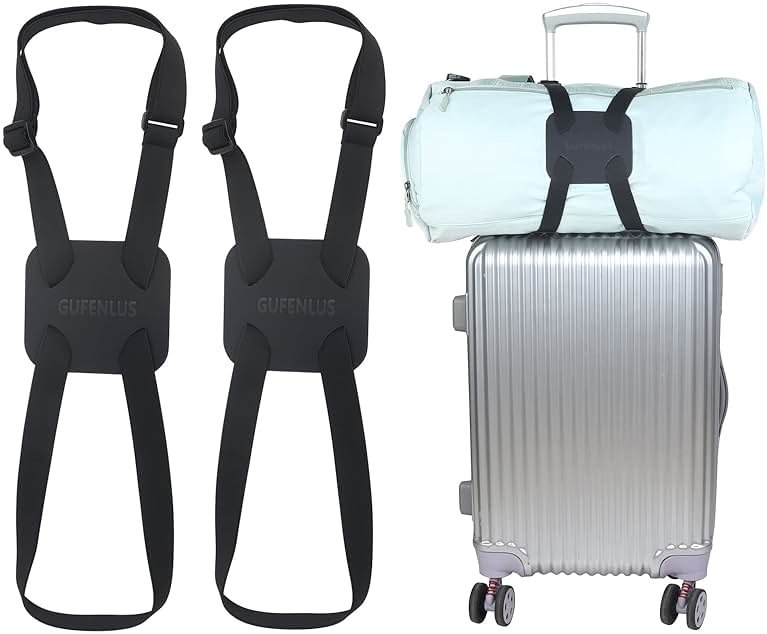 Luggage Bungee Luggage Straps for suitcases,Bag Bungee for Luggage,Adjustable Size Luggage Straps and Elastic Travel Accessories- 2 Pack (Black-2) - Product Image