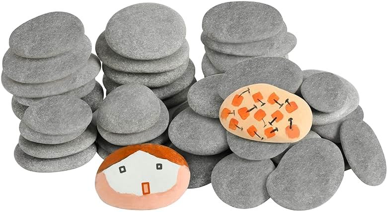 Simetufy 45 Pcs Painting Rocks Bulk, 2"-3" River Rocks for Painting, Flat Smooth Rocks for DIY Painting, Natural River Stones for Arts & Crafting, Kindness Stones - Product Image