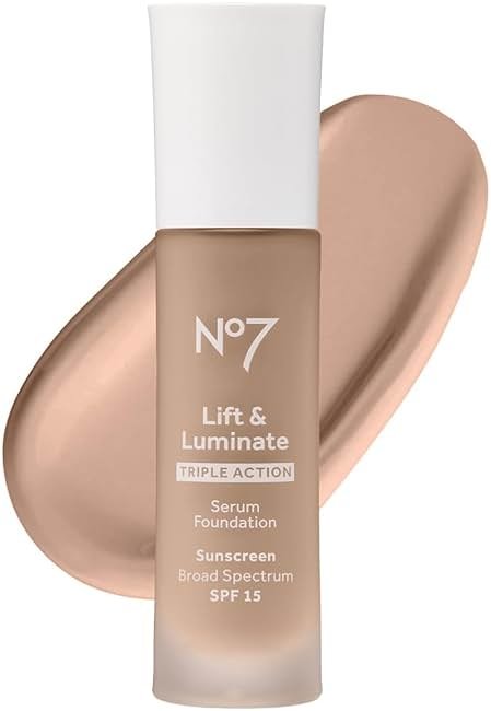 No7 Lift & Luminate Triple Action Serum Foundation - Liquid Makeup with SPF 15 for a Dewy, Glowy Base - Radiant Formula for Mature Skin - Cool Vanilla (1 Fl Oz) - Product Image