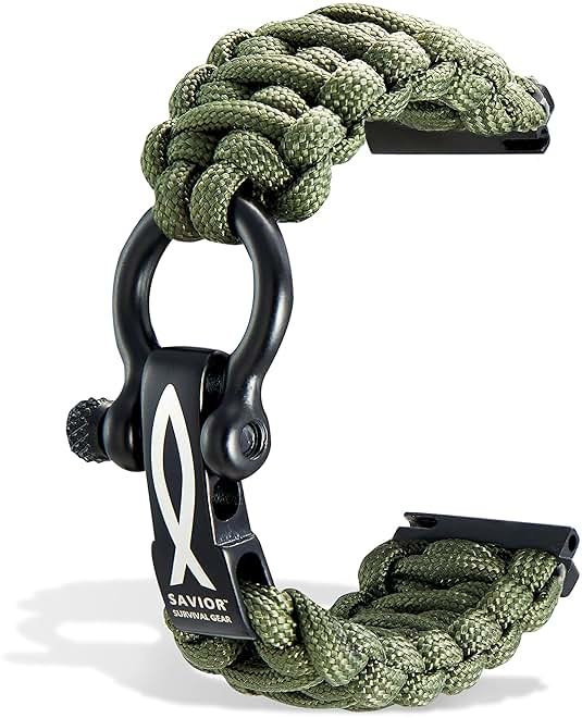 Savior Survival Gear Paracord 20mm/22mm Watch Band with Quick Release - Men & Women - Strap Compatible with Various Smart Watches, including Galaxy (some), S3 Classic, and Fenix 5 - Product Image
