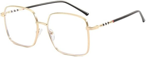 QxAiVMin Oversized Square Metal Reading Glasses Women, Large Anti Blue Light Computer Reader, Anti Eyestrain Eyewear - Product Image