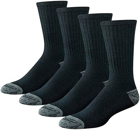 Amazon Essentials Men's Cotton Breathable Cushioned Performance Work Crew Socks, 4 Pairs - Product Image
