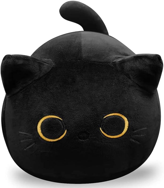 CHNBF Soft Black Cat Plush Toy Pillow - Stuffed Animal for Kids, Boys & Girls Gifts - Product Image