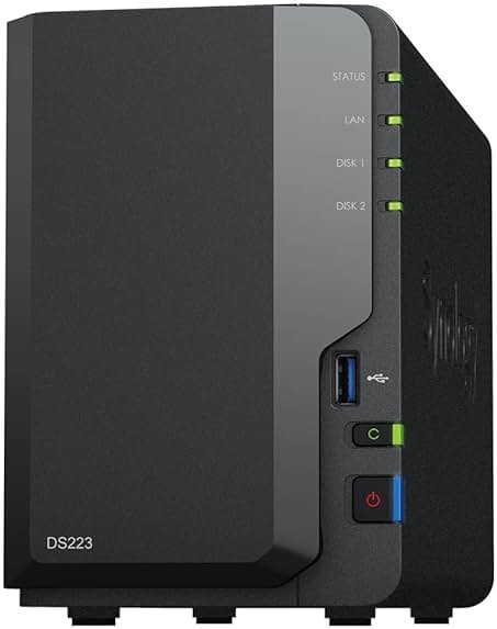 Synology DS223 Home & Office Backup Hub - Centralize Files, Protect Data & Monitor Property (2-Bay Diskless NAS) - Product Image