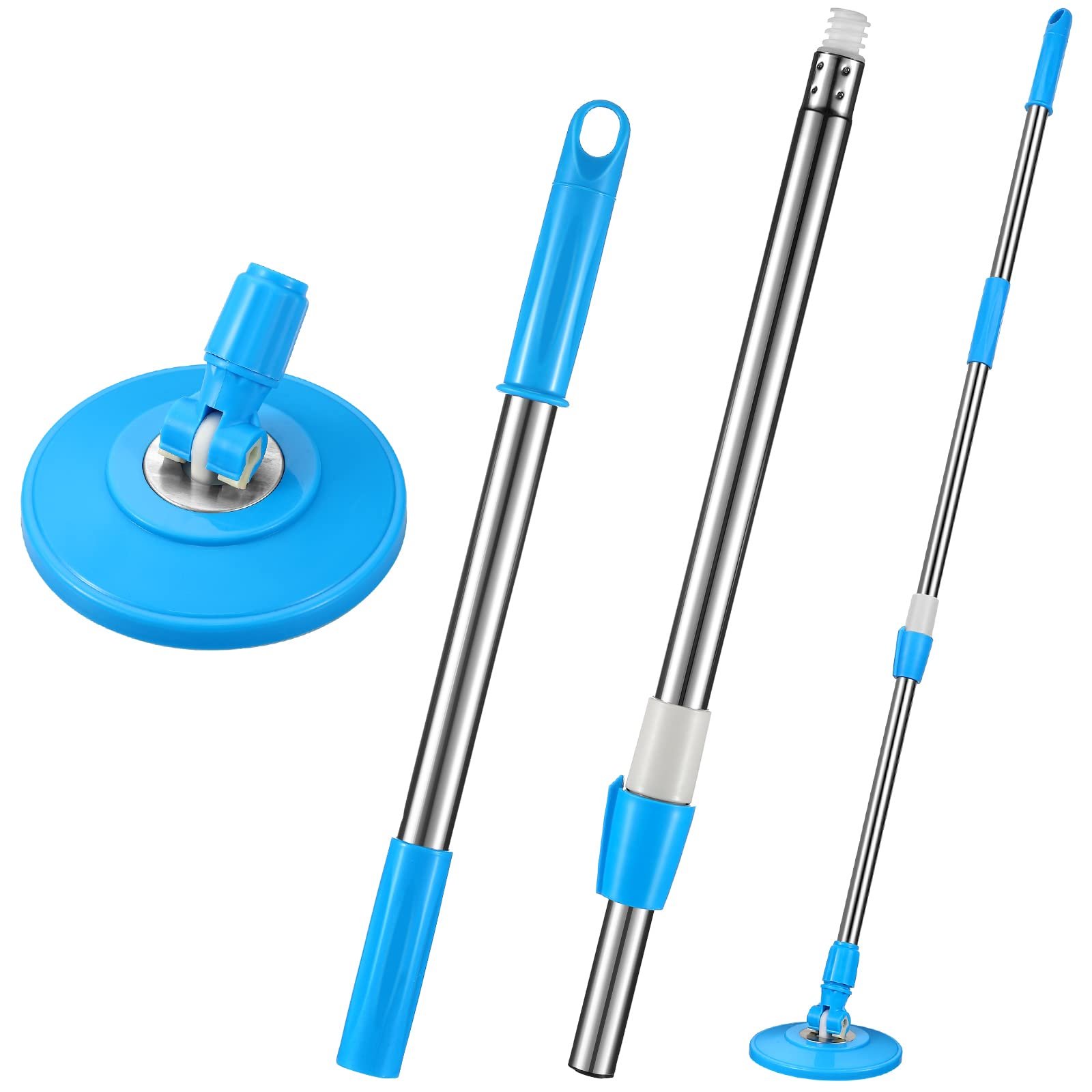 Spin Mop Replacement Handle 360 Degree Spin Mop Pole Handle Replacement Rotating Telescopic Stick for Head Replace Spinning Household Cleaning Accessories for Home(Cute Blue) - Product Image