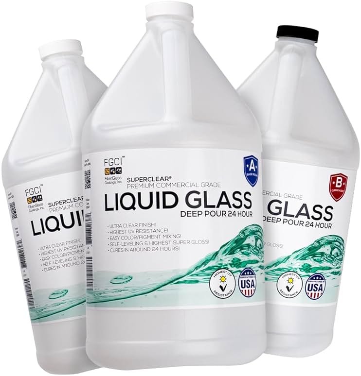 Superclear 24 Hour Fast Cure Deep Pour Epoxy Resin 3 Gallons Kit, 1 Inch Liquid Glass Clear Casting Resin for Small River Pours and Castings, Live Edge Wood, Food Safe, Bubble Free - Product Image