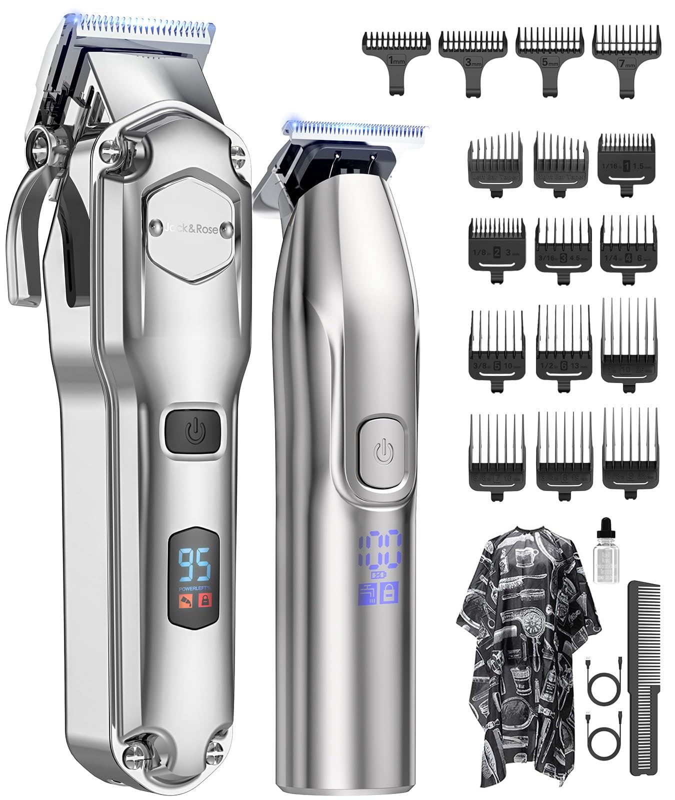 Jack & Rose Clippers and Trimmers Set, Cordless Hair Clippers for Men, Barber Clippers Set - Product Image
