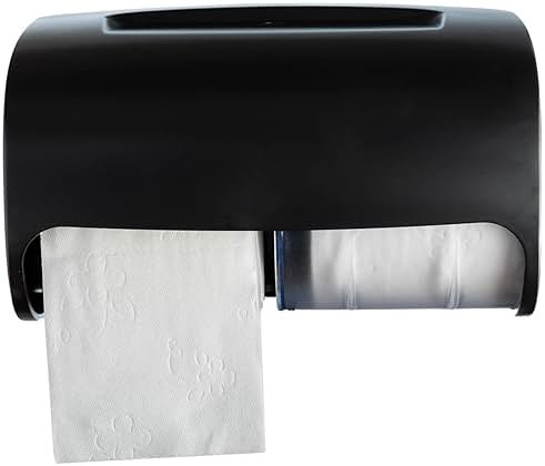 Commercial Toilet Paper Dispenser Wall Mount, Double (2 Roll) Locking Toilet Paper Holder (Black), Compact Two Roll, Side by Side Design Tissue Paper Dispenser (Dispensador de Papel Higienico Doble) - Product Image