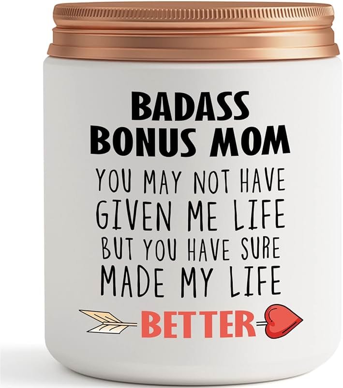 Bonus Mom Gifts- Mother in Law, Stepmom irthday Christmas Mothers Day Gifts- Funny Best Candle Gift Ideas for Adopted Mom from Daughter Son - Product Image