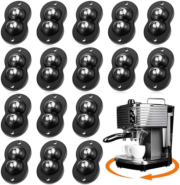 Leumoi 16 Pcs Self Adhesive Appliance Wheels, 360° Swivel Mini Casters with Dual Steel Ball Bearings for Stable Rolling, 55lbs Capacity No-Scratch Floor for Coffee Maker Trash Can Air Fryer Microwave - Product Image