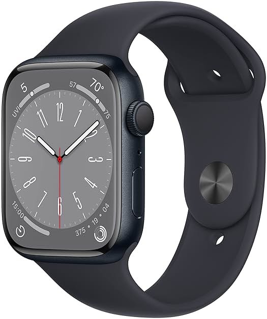 Apple Watch Series 8 [GPS, 45mm] - Midnight Aluminum Case with Midnight Sport Band, M/L (Renewed) - Product Image