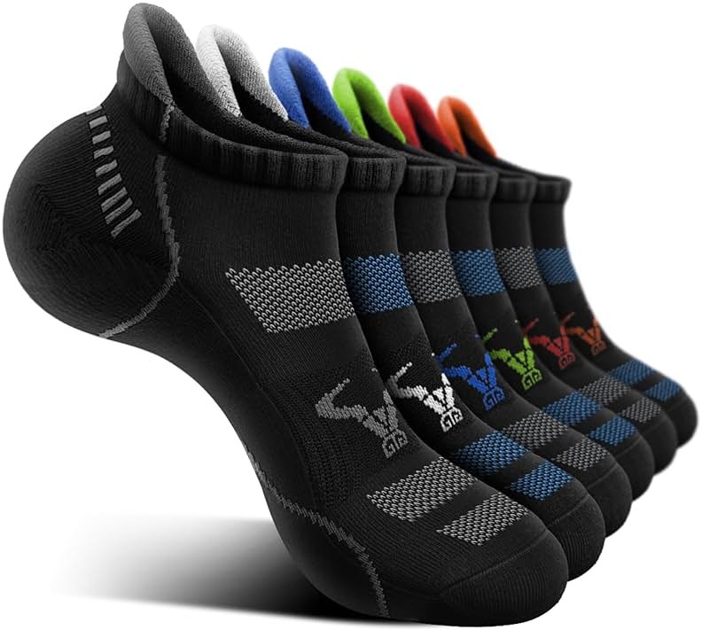 BULLIANT Men Running Socks 6Pairs-Ankle Athletic Socks Wicking Cushioned for Men Walking-Arch Compression Support - Product Image