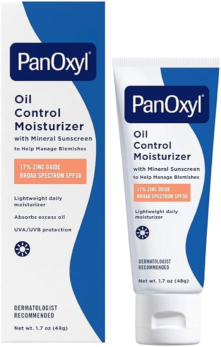 PanOxyl AM Oil Control Moisturizer, NEW Sheer Formula, Absorbs Excess Oil and Reduces Shine, with Mineral Sunscreen for Acne Prone and Oily Skin - SPF 30-1.7 oz - Product Image