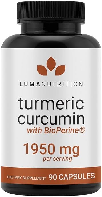 Luma Nutrition Turmeric Curcumin with Black Pepper - 95% Curcuminoids - 1950mg Per Serving - Premium Turmeric Supplement - with BioPerine for Max Absorption - Made in USA - 90 Capsules - Product Image