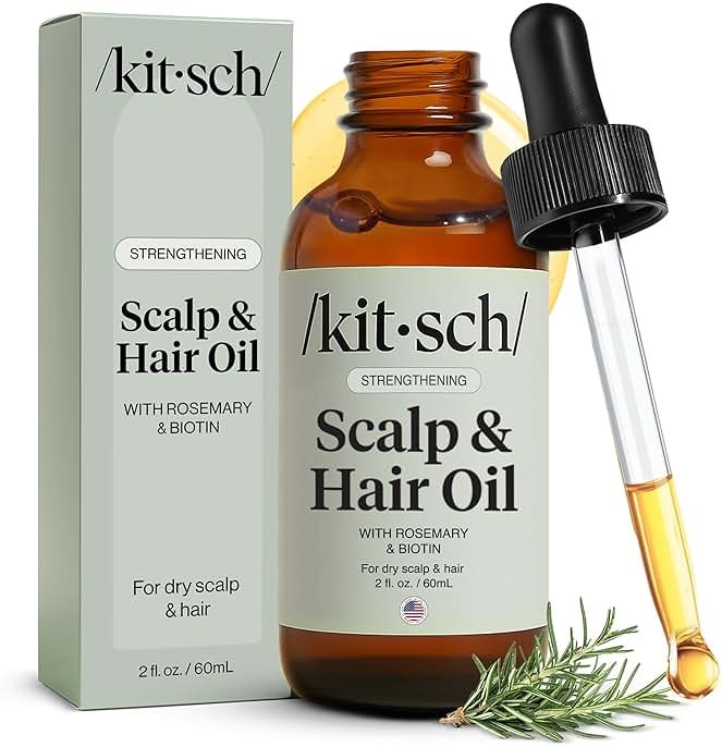 Kitsch Rosemary Oil for Hair Growth – Pre-Wash Hair Oil with Castor, Biotin, Jojoba – Hair Care, Adds Shine, Strengthens Roots, Scalp Treatment | Ideal Gifts for Women – Lavender Scent, 60mL - Product Image
