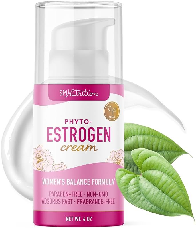 Phyto Estrogen Cream for Women with Wild Yam | Plant Based Hot Flash, Menopause & Menstrual Cycle Support | Black Cohosh, Dong Quai, Red Clover | 96 Topical Servings | 4oz Pump | Vegan, Paraben-Free - Product Image