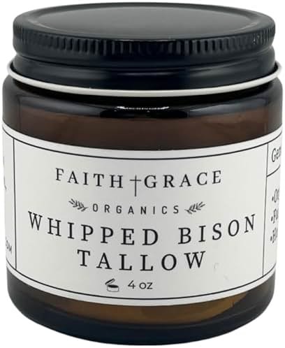 Organic Grass Fed Bison Tallow Moisturizer - All purpose moisturizer for sensitive skin, healing, hydrating, non-comedogenic, essential oils by Faith and Grace Organics - Product Image