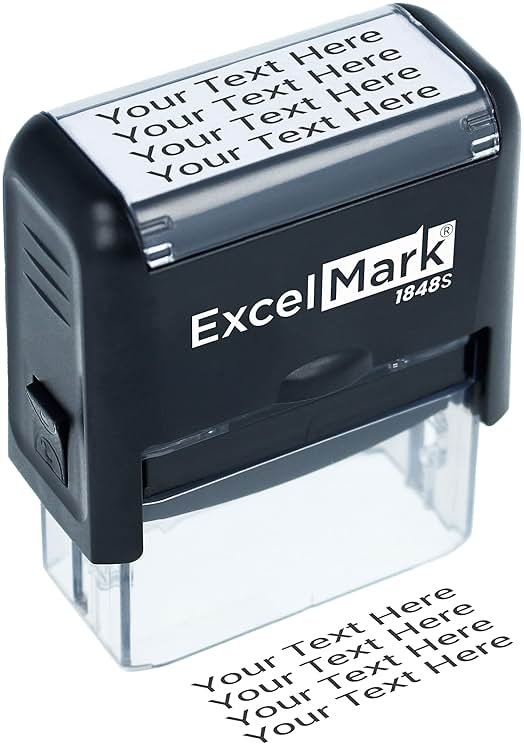 ExcelMark Custom Rubber Stamp – Clean & Easy Stamping – Personalized Self-Inking Stamp (Medium) - Product Image