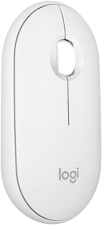 Logitech Pebble Mouse 2 M350s Slim Bluetooth Wireless Mouse, Portable, Lightweight, Customizable Button, Quiet Clicks, Easy-Switch for Windows, macOS, iPadOS, Android, Chrome OS - Tonal White - Product Image
