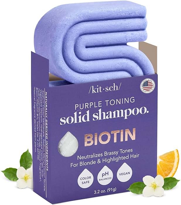 Kitsch Toning Purple Shampoo For Blondes & Color Treated Hair - Shampoo Bar For Women and Men - Biotin Shampoo for Strengthening & Neutralizing Brassy Tones - Vegan, Silicone & Sulfate Free - 3.2 oz - Product Image