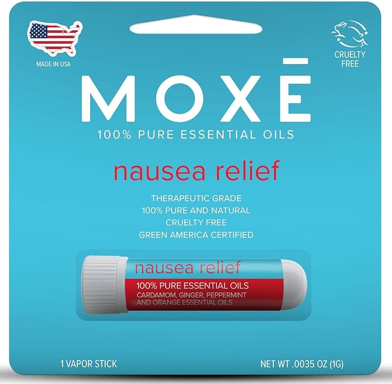 MOXE Nausea Nasal Inhaler Sticks, All Natural Essential Oil Blend, Ginger, Cardamom, Peppermint, Sweet Orange, Upset Stomach, Headaches, Easy-to-Use Portable Aromatherapy, Made in USA, 1 Pack - Product Image