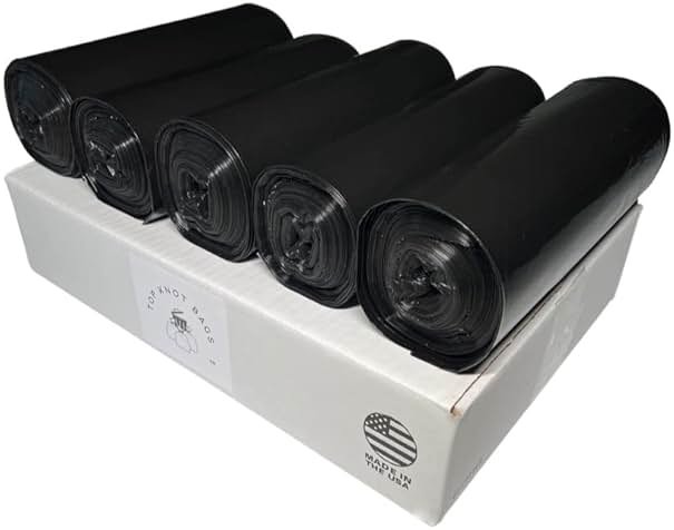 Top Knot Bags 45 Gallon Garbage Trash Bag 40X46" 1.5 Mil Black 100 Count Can Liner Bulk 40 Gallon 41 Gallon 42 Gallon 43 Gallon 44 Gallon Made in USA - Product Image