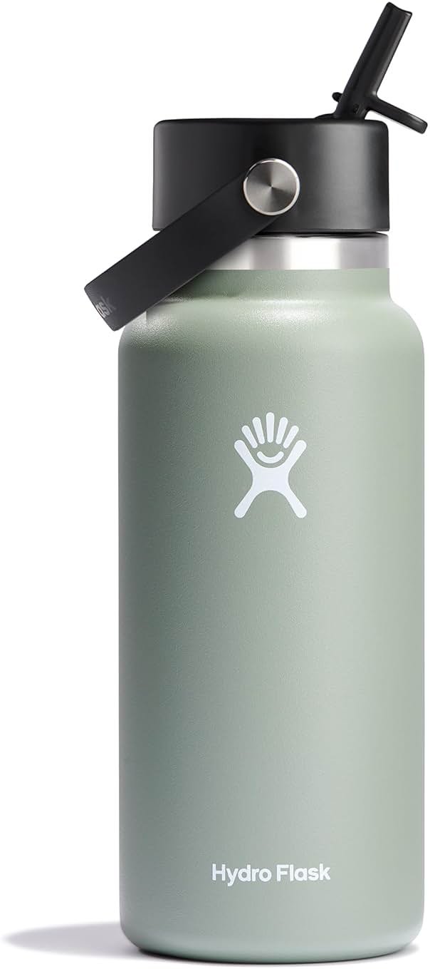 Hydro Flask Water Bottle - Insulated Stainless Steel - Wide Mouth Flex Straw Lid, Non Spill, Leakproof and Refillable in Agave 32 Oz - Product Image