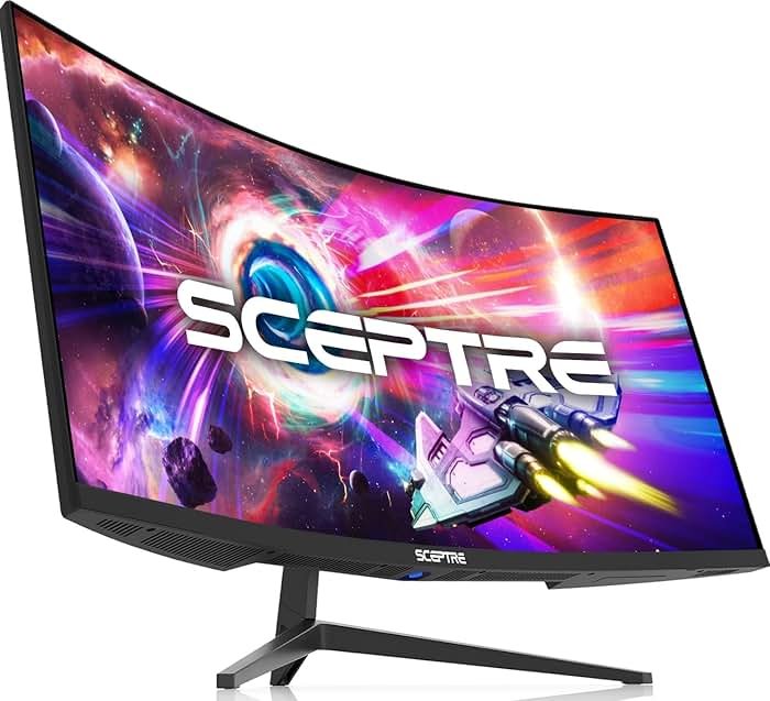 Sceptre 34-Inch Curved Ultrawide WQHD Monitor (3440 × 1440), R1500, up to 180Hz/165Hz, DisplayPort x2, 99% sRGB, 1ms, Built-in Speakers, Machine Black, 2025 (C345B-QUT168) - Product Image