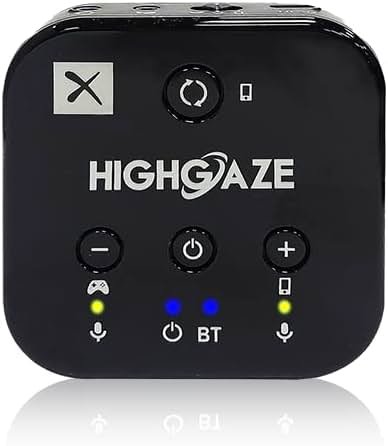 HIGHGAZE Bluetooth Chat & Play Audio Mixer Accessory for Switch 2 Game Streaming with Smartphone & PS4 PS5 or Xbox, Discord, Voice call to Headset with aptX Audio, Adjust Game Volume Balance - Product Image