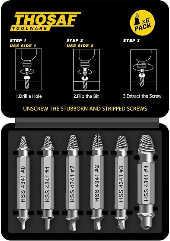 Gifts for Men,THOSAF Damaged Screw Extractor Set,Fathers Day Gifts for Dad from Daughter Son,Mens Gifts for Dad,Husband,Stripped Screws Bolt Drill Bit Tools for Easy Removal of Rusty Broken Screw - Product Image