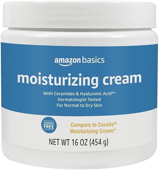 Amazon Basics Moisturizing Cream for Face and Body, Fragrance-Free, with Ceramides, Hydrating for Dry Skin, 16 Ounces, 1-Pack - Product Image