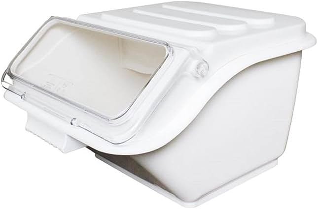 TrueCraftware- 2 Gallon (40 Cups) Shelf Ingredient Bin White with Clear Flip Top Lid & Measuring Scoop- Stackable Plastic Kitchen Pantry Storage Bin for Dry Food Flour Sugar Kitchen Restaurant - Product Image