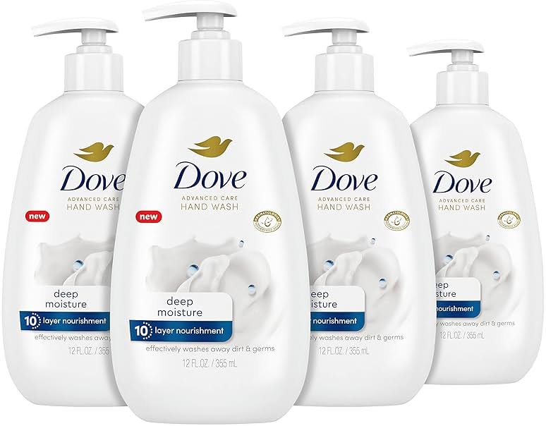 Dove Advanced Care Hand Wash Deep Moisture 4 Count for Soft, Smooth Skin, More Moisturizers than the Leading Ordinary Hand Soap, 12 oz - Product Image