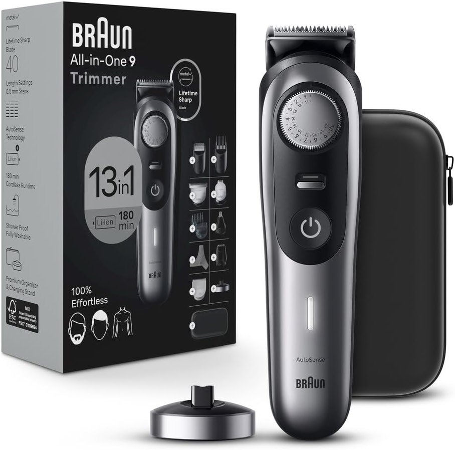 Braun Series 9 All-in-One Multi Grooming Kit for Men, 13-in-1 Beard Trimmer, Body Groomer, Hair Clipper and Manscaping for Face & Body, 9440 - Product Image