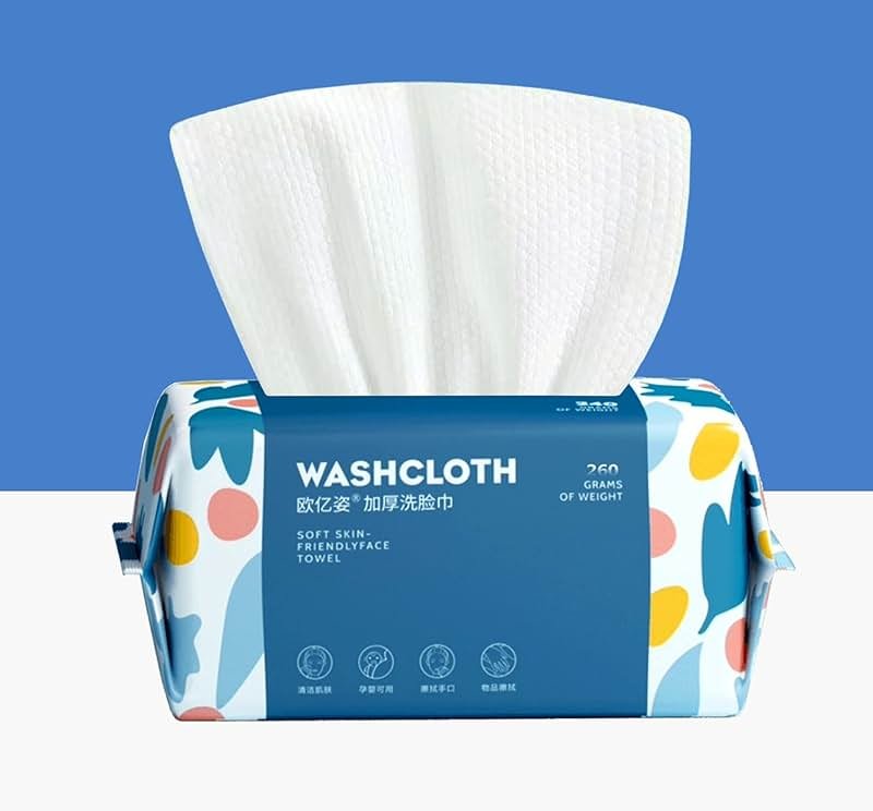 100 Count Disposable Face Towel,Thickening Ultra Soft Washcloths,Facial Cotton Tissue,Lint-free cotton dry wipes Multi-Purpose for Skin Care,Make-up Wipes,Face Wipes and Facial Cleansing - Product Image