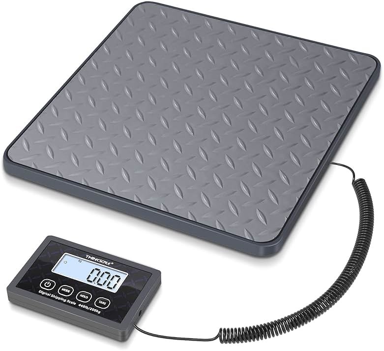 THINKSCALE Shipping Scale, 440 lbs/1 oz Highly Accurate Postal Scale with Hold/Tare/LCD Display, Lightweight Digital Postage Scale for Packages/Luggage/Post Office/Dog, Battery & AC Adapter Included - Product Image