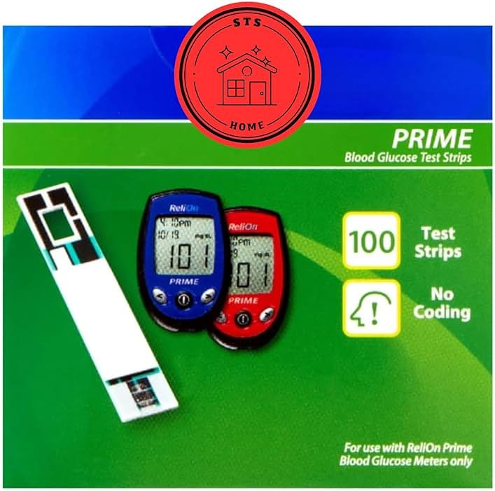 Prime Blood Glucose Test Strips | Blood Glucose Test Strips | Test Strips for Diabetes | Blood Sugar Test Strips | Diabetic Test Strips | Prime Test Strips 100 Count + STS Sticker. - Product Image