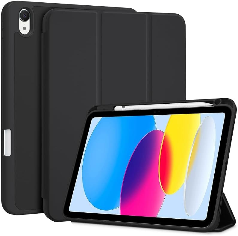 ProCase for iPad (A16) 11th Generation 11 Inch 2025/ iPad 10th Generation 10.9 Inch 2022 Case with Pencil Holder, Hybrid Cover with Soft TPU Back, Supports Touch ID, Auto Wake/Sleep -Black - Product Image