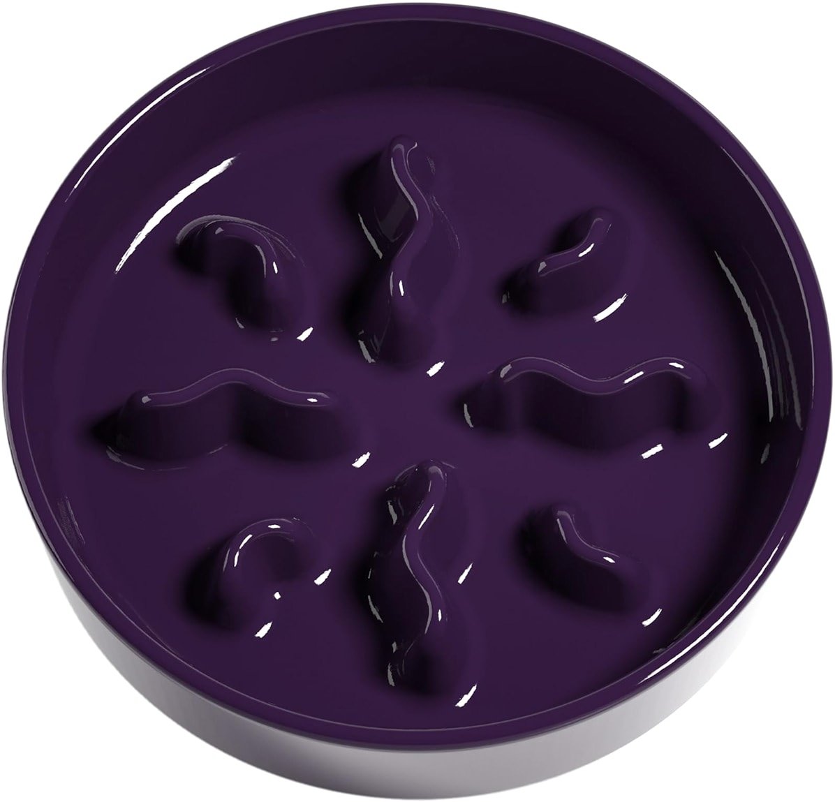 LE TAUCI PET Ceramic Slow Feeder Dog Bowls Small Breed, 0.5 Cups Dog Food Dish for Fast Eaters, Puzzle Bowl for Small Dogs and Cats, 5.5 Inch-Purple - Product Image