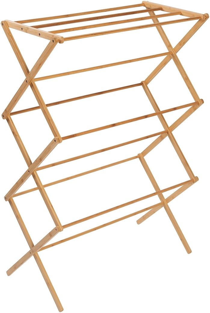 Honey-Can-Do Collapsible Bamboo Drying Rack – Sturdy & Foldable Laundry Drying Rack, Space-Saving & Portable Clothes Rack for Air-Drying Clothes, Towels, Blankets & Delicates, Indoor & Outdoor Use. - Product Image