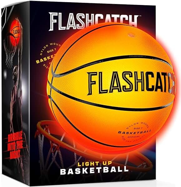FlashCatch Light Up Basketball - Glow in The Dark - Sports Gear Accessories Gifts for Boys 8-15+ Year Old - Kids Teens Gift Birthday Ideas - Teen Boy Toys Ages 8 9 10 11 12 13 14 15 Outdoor Teenager - Product Image